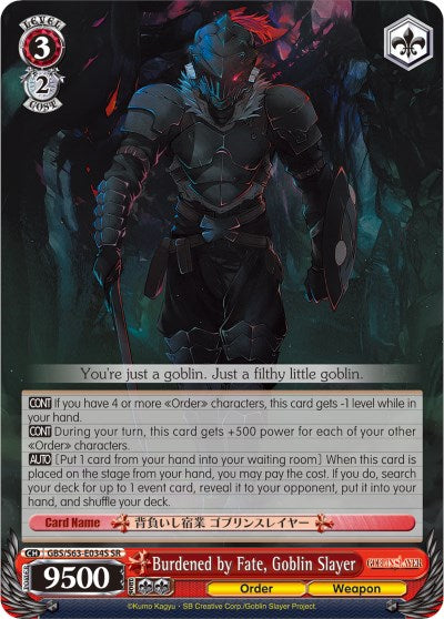 Burdened by Fate, Goblin Slayer (GBS/S63-E034S SR) [Goblin Slayer]